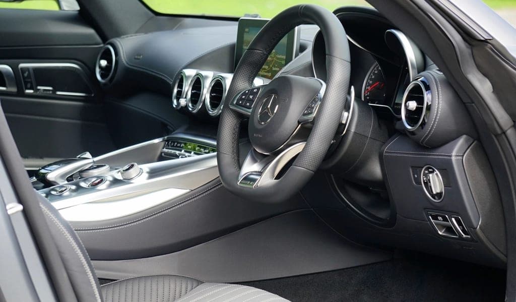 Clean modern car interior with leather seats